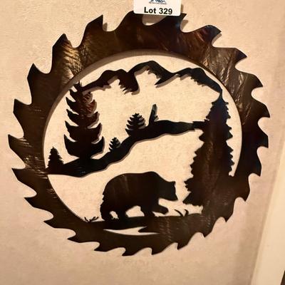 Bear/Trees/Mountain laser cut saw blade wall art