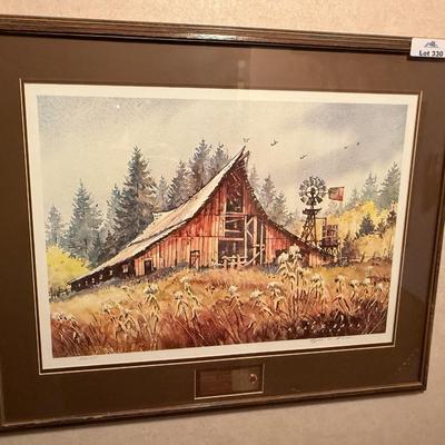 Lyle Ball framed Barn & Windmill Art #257/450