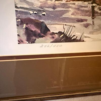 Lyle Ball framed Teepee & Horses #256/450 art