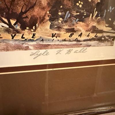 Lyle Ball framed Teepee & Horses #256/450 art