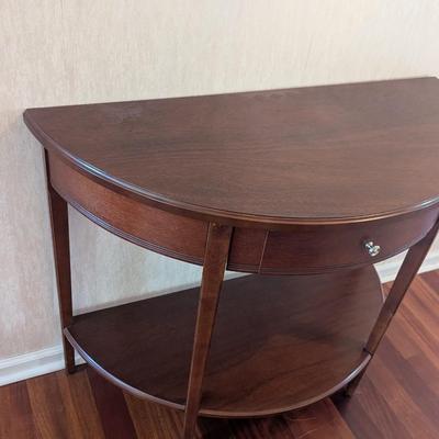 Vintage MSE Half Circle Wooden Console Table With Drawer Approx 40" x 18"