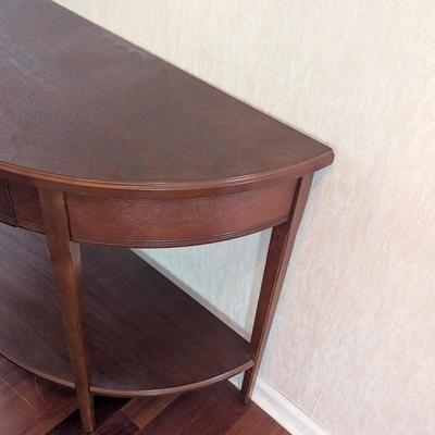 Vintage MSE Half Circle Wooden Console Table With Drawer Approx 40" x 18"