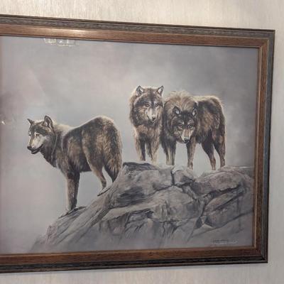 Annette Hartzell #719/950 & Signed Pack of Wolves Print Approx 28 1/2" x 23 1/4"