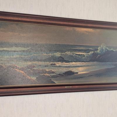 1960s Robert Wood Golden Surf Lithograph Art Print Approx 67" x 31"