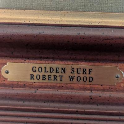 1960s Robert Wood Golden Surf Lithograph Art Print Approx 67" x 31"