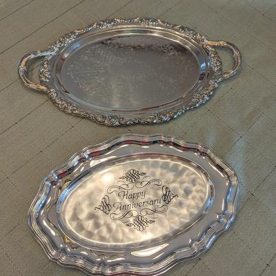 Vintage Serving Plates 1 - J. Reichhart Silver Plate Rim West Germany