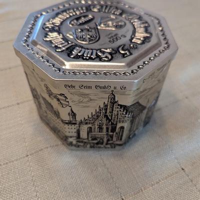 Empty Vintage E Otto Schmidt & Haeberlein Metzger Nuernberg Elisen Gingerbread Silver Tins