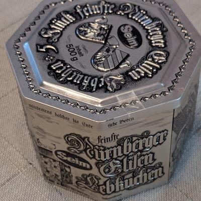 Empty Vintage E Otto Schmidt & Haeberlein Metzger Nuernberg Elisen Gingerbread Silver Tins