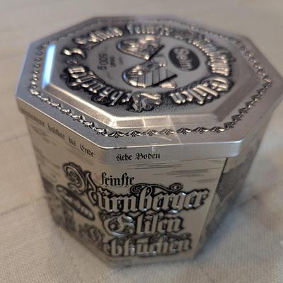 Empty Vintage E Otto Schmidt & Haeberlein Metzger Nuernberg Elisen Gingerbread Silver Tins