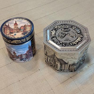 Empty Vintage E Otto Schmidt & Haeberlein Metzger Nuernberg Elisen Gingerbread Silver Tins