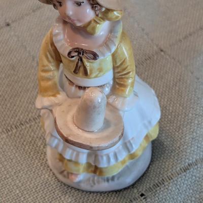 Vintage Schmid Girl Ceramic Pin Cushion Hat & Thimble Holder