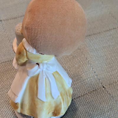 Vintage Schmid Girl Ceramic Pin Cushion Hat & Thimble Holder