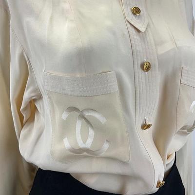 601 Vintage CHANEL Silk Blouse & Wool Silk Blend Skirt