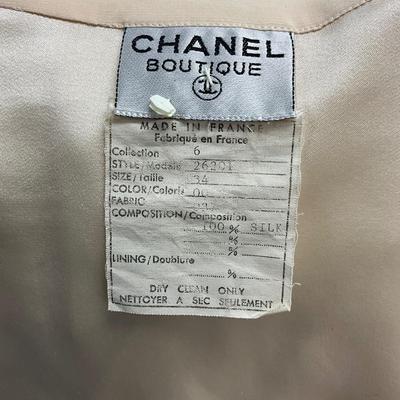 601 Vintage CHANEL Silk Blouse & Wool Silk Blend Skirt