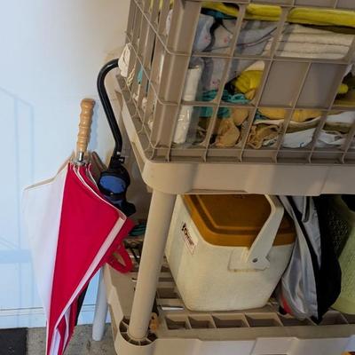 Approx 33" x 38 1/2" x 18" Plastic Shelving Unit Includes Contents