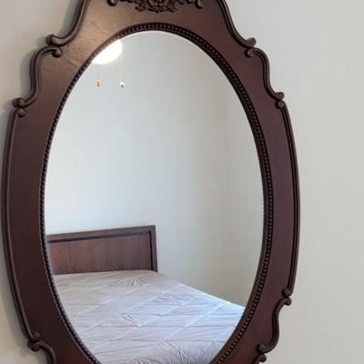 31" x 43" Wooden Oval Wall Mirror Cherry Made In USA