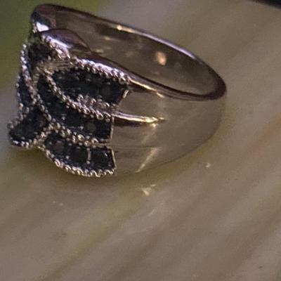 Black braided cocktail Ring size 8