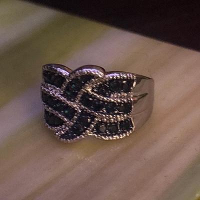 Black braided cocktail Ring size 8