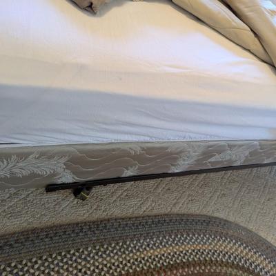 Queen Size Wooden Headboard With Metal Rails Includes Mattress & Box Spring