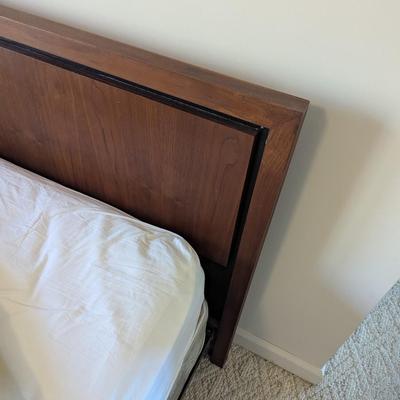 Queen Size Wooden Headboard With Metal Rails Includes Mattress & Box Spring