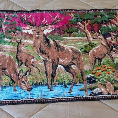 Vintage Deer/Stag Tapestry Made In Lebanon 38" x 20 1/2"