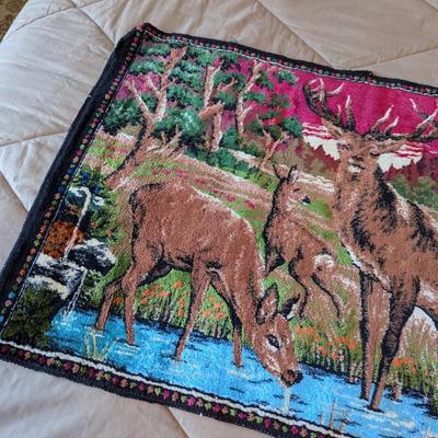 Vintage Deer/Stag Tapestry Made In Lebanon 38" x 20 1/2"