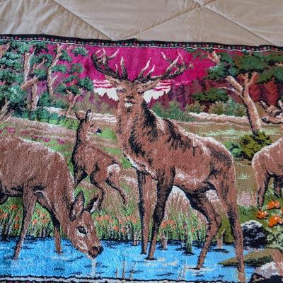 Vintage Deer/Stag Tapestry Made In Lebanon 38" x 20 1/2"
