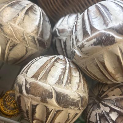 Lot of 8 Carved Boho Decor balls