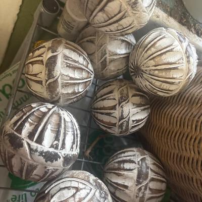 Lot of 8 Carved Boho Decor balls