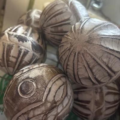 Lot of 8 Carved Boho Decor balls