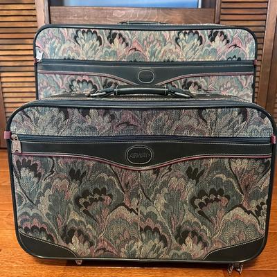 Two Vintage Airway Matching Suitcases with Wheels
