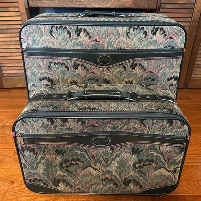 Two Vintage Airway Matching Suitcases with Wheels