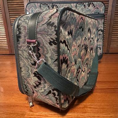 Two Vintage Airway Matching Suitcases with Wheels