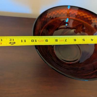 Vintage Crystal D Arques Glass Compote Pedestal Bowl Ruby Red Diamond Pattern