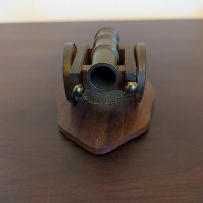 Vintage Brass Cannon Gun Desktop Decor