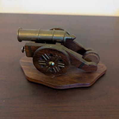 Vintage Brass Cannon Gun Desktop Decor