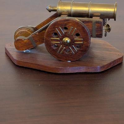 Vintage Brass Cannon Gun Desktop Decor