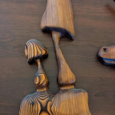 Vintage Carved Wood Mushroom & Stag Wall Hangings