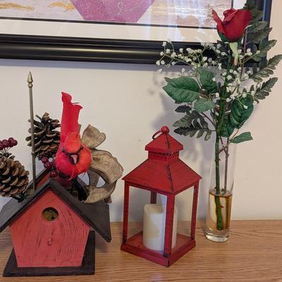 Bird House Lantern & Rose Home Decor