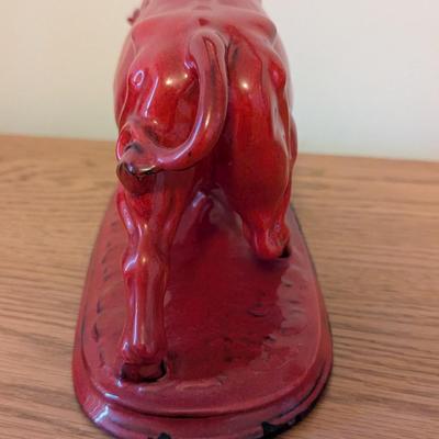 Pottery Red Bull Glazed Ceramic Large Statue