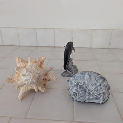 Conch Shells & Bottlenose Dolphin Figure