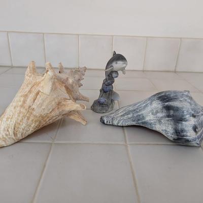 Conch Shells & Bottlenose Dolphin Figure