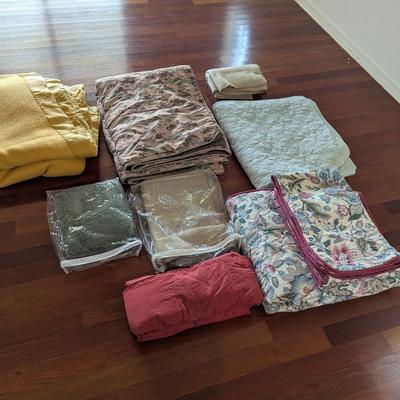 Assortment Of Blankets Quilts & Couch Cover