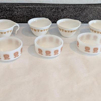 Vintage Corelle Golden Butterfly Hook Handle Cups Federal Glass Sunflower Pattern