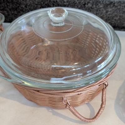 Vintage Glasbake Dishes With Lid & Baskets