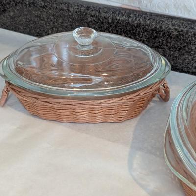 Vintage Glasbake Dishes With Lid & Baskets