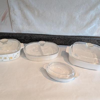 Vintage Corning Ware Floral Bouquet Pattern Dishes With Lids