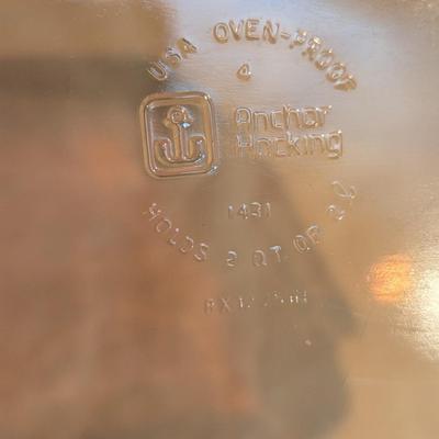 Amber Anchor Hocking Ribbed Glass Baking Dish & Sauce Pan