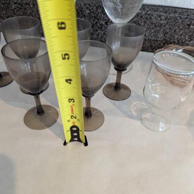 Vintage Glasses & Bowls Smoked Port Glasses Flower Trinket Bowls