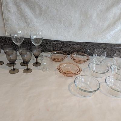 Vintage Glasses & Bowls Smoked Port Glasses Flower Trinket Bowls
